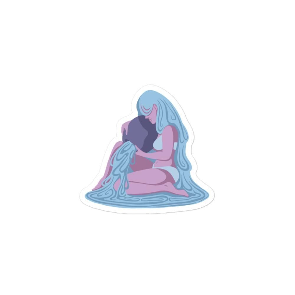 Hand-Drawn Aquarius Kiss Cut Sticker | Matte Finish | Water Bearer in Lavender,